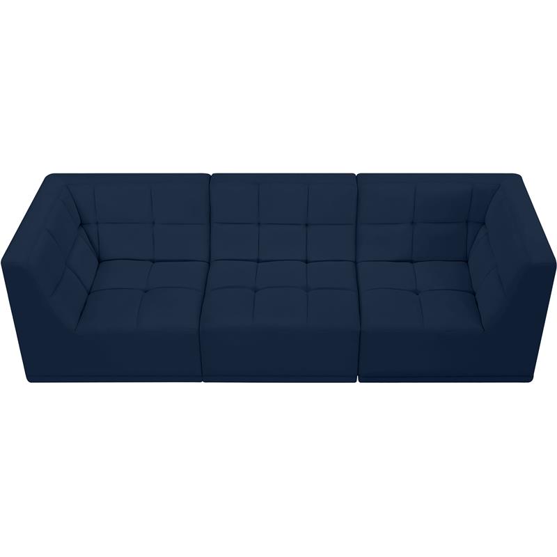 Bowery Hill Contemporary Biscuit Tufted Soft Navy Velvet Modular Sofa