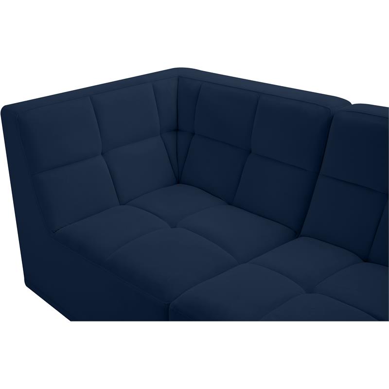 Bowery Hill Contemporary Biscuit Tufted Soft Navy Velvet Modular Sofa