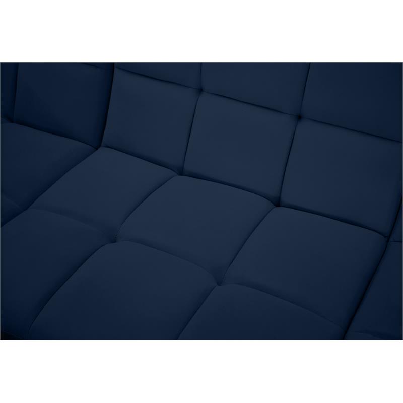 Bowery Hill Contemporary Biscuit Tufted Soft Navy Velvet Modular Sofa