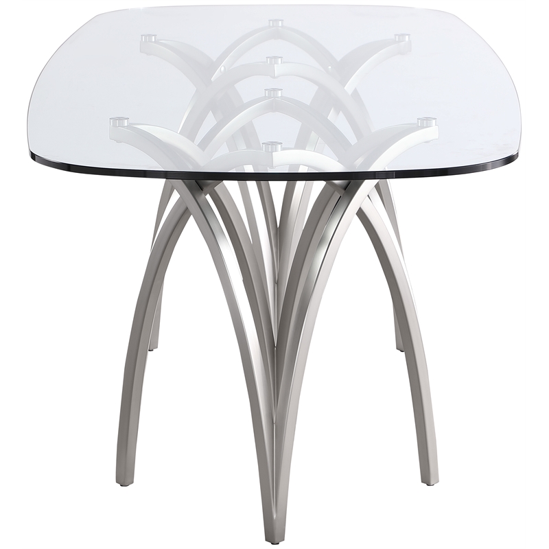 Bowery Hill Modern / Contemporary Brushed Chrome Metal Base Silver Dining Table