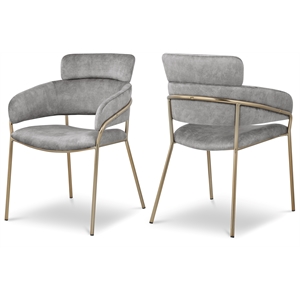 Bowery Hill Contemporary Grey Velvet Dining Chair (Set of 2)