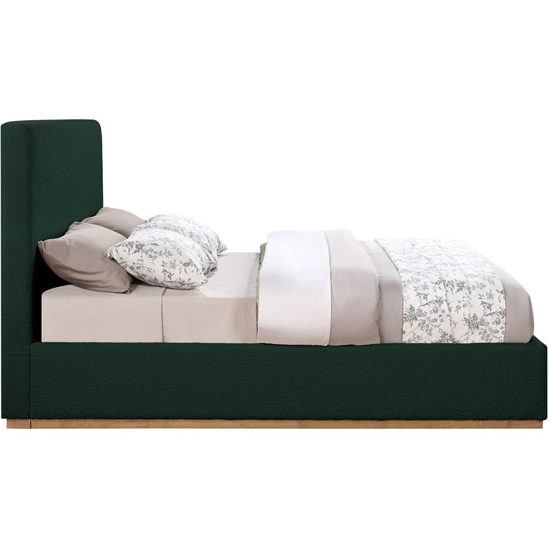 Bowery Hill Contemporary Rich Green Durable Boucle Fabric Full Bed