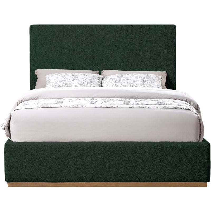 Bowery Hill Contemporary Rich Green Durable Boucle Fabric King Bed