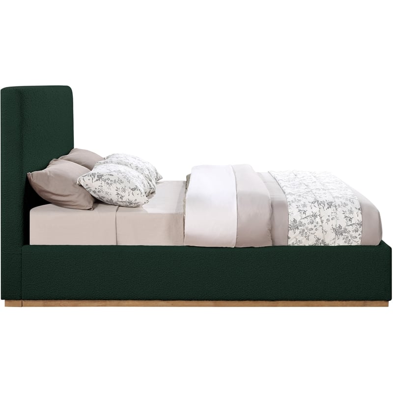 Bowery Hill Contemporary Rich Green Durable Fabric Queen Bed