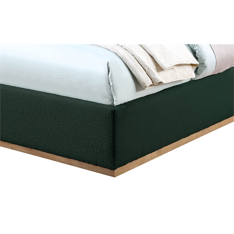 Bowery Hill Contemporary Rich Green Durable Boucle Fabric Twin Bed
