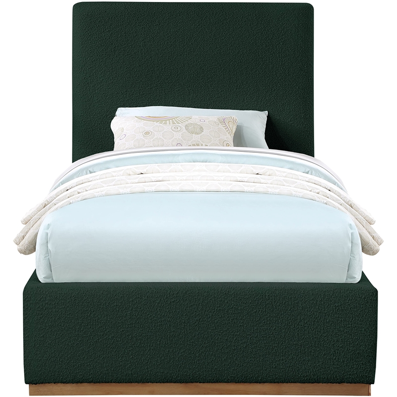 Bowery Hill Contemporary Rich Green Durable Boucle Fabric Twin Bed