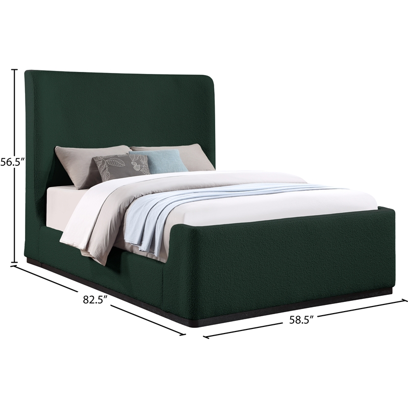 Bowery Hill Contemporary Rich Green Durable Boucle Fabric Full Bed