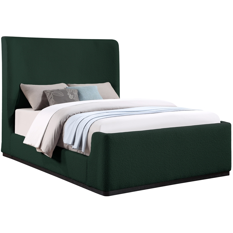 Bowery Hill Contemporary Rich Green Durable Boucle Fabric Full Bed