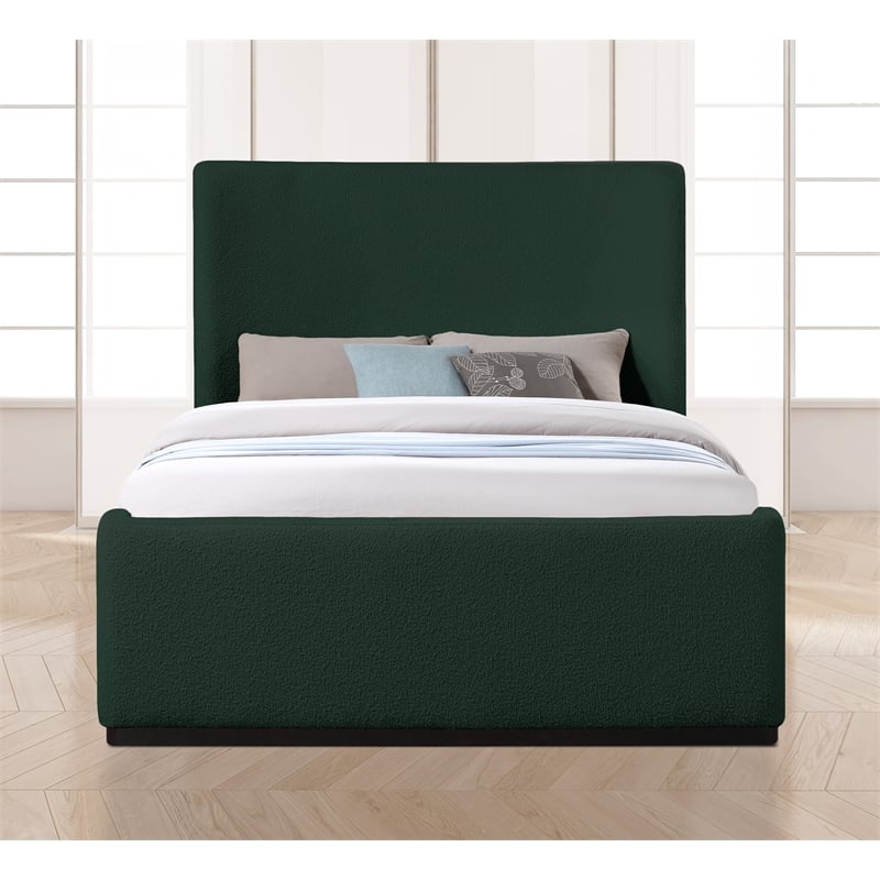 Bowery Hill Contemporary Rich Green Durable Boucle Fabric Full Bed