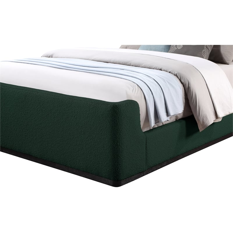 Bowery Hill Contemporary Rich Green Durable Boucle Fabric Full Bed