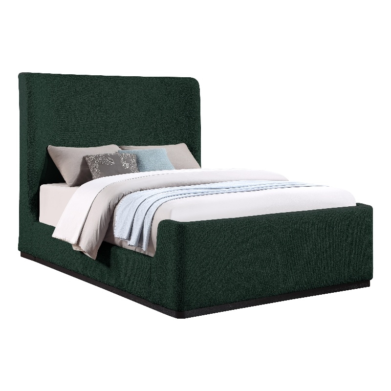 Bowery Hill Contemporary Rich Green Durable Boucle Fabric Full Bed