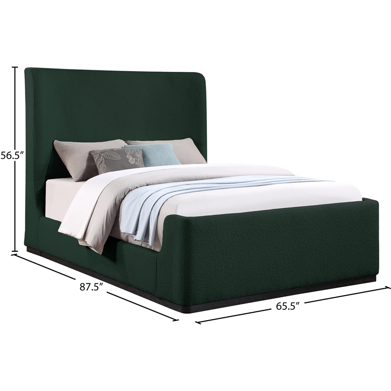 Bowery Hill Contemporary Rich Green Durable Fabric Queen Bed