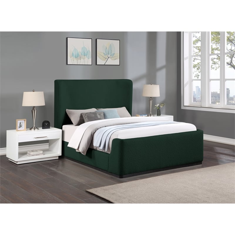 Bowery Hill Contemporary Rich Green Durable Fabric Queen Bed
