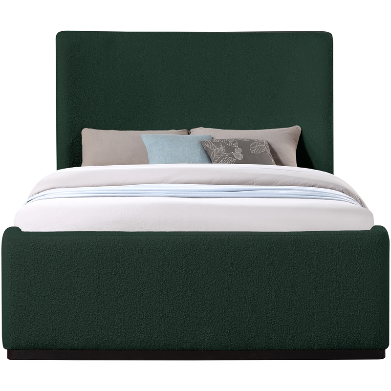 Bowery Hill Contemporary Rich Green Durable Fabric Queen Bed