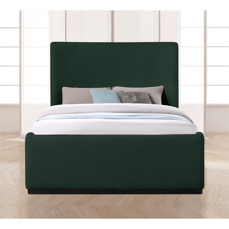 Bowery Hill Contemporary Rich Green Durable Fabric Queen Bed