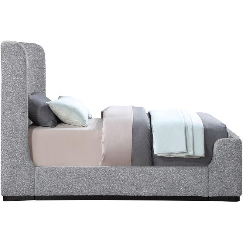 Bowery Hill Contemporary Grey Durable Boucle Fabric Twin Bed