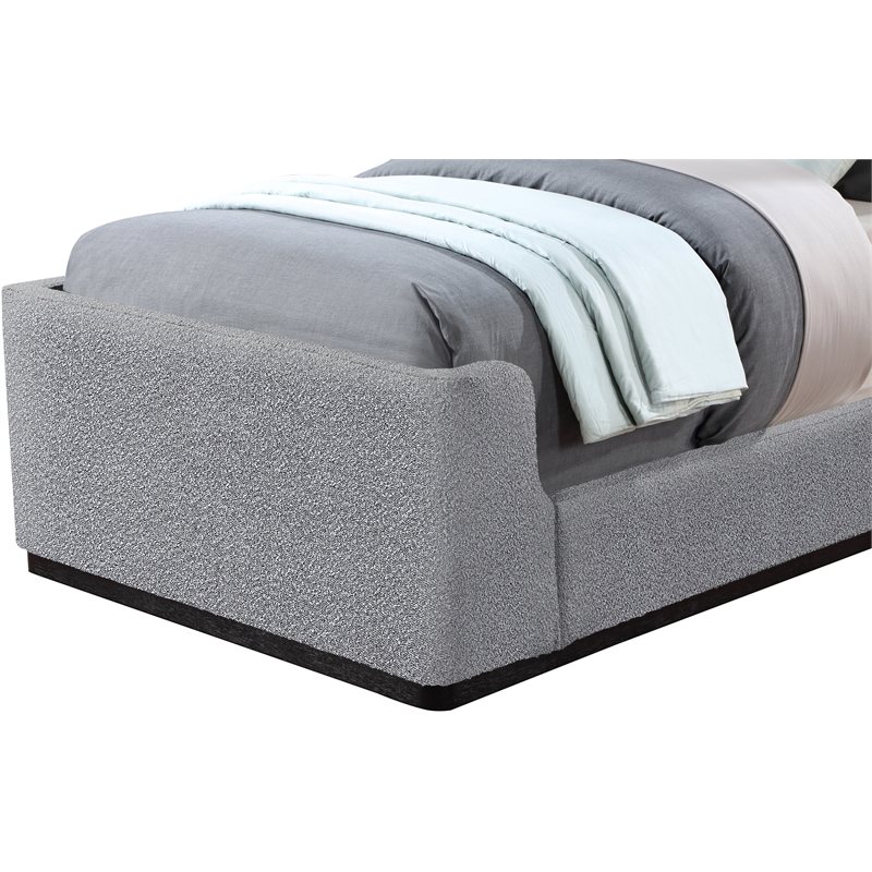 Bowery Hill Contemporary Grey Durable Boucle Fabric Twin Bed