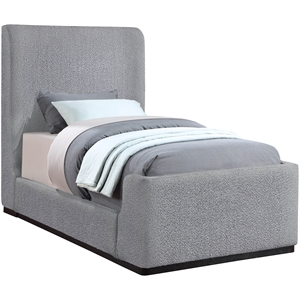 Bowery Hill Contemporary Grey Durable Boucle Fabric Twin Bed