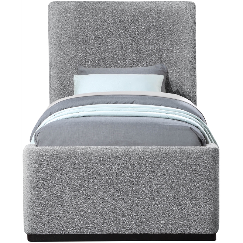 Bowery Hill Contemporary Grey Durable Boucle Fabric Twin Bed
