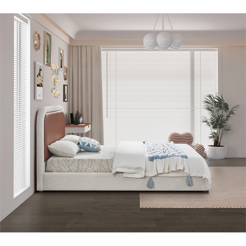 Bowery Hill Contemporary Soft Brown & Rich Cream Linen Textured Full Bed