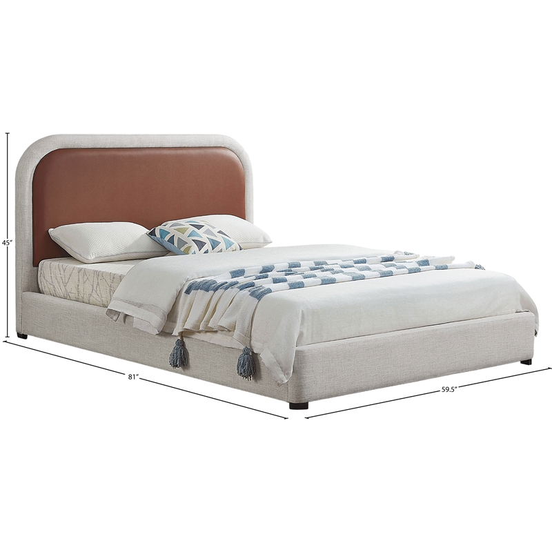 Bowery Hill Contemporary Soft Brown & Rich Cream Linen Textured Full Bed