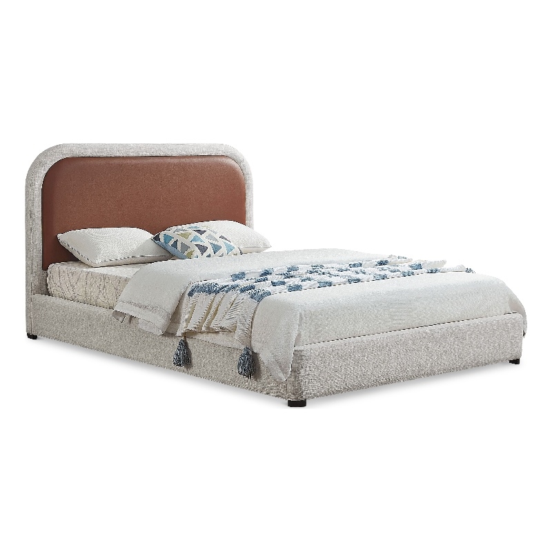 Bowery Hill Contemporary Soft Brown & Rich Cream Linen Textured Full Bed