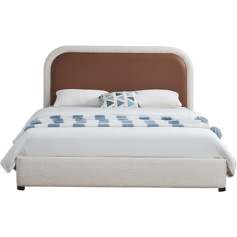 Bowery Hill Contemporary Soft Brown & Rich Cream Linen Textured King Bed