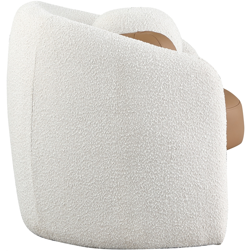 Bowery Hill Contemporary Cream Boucle / Cognac Vegan Leather Accent Chair