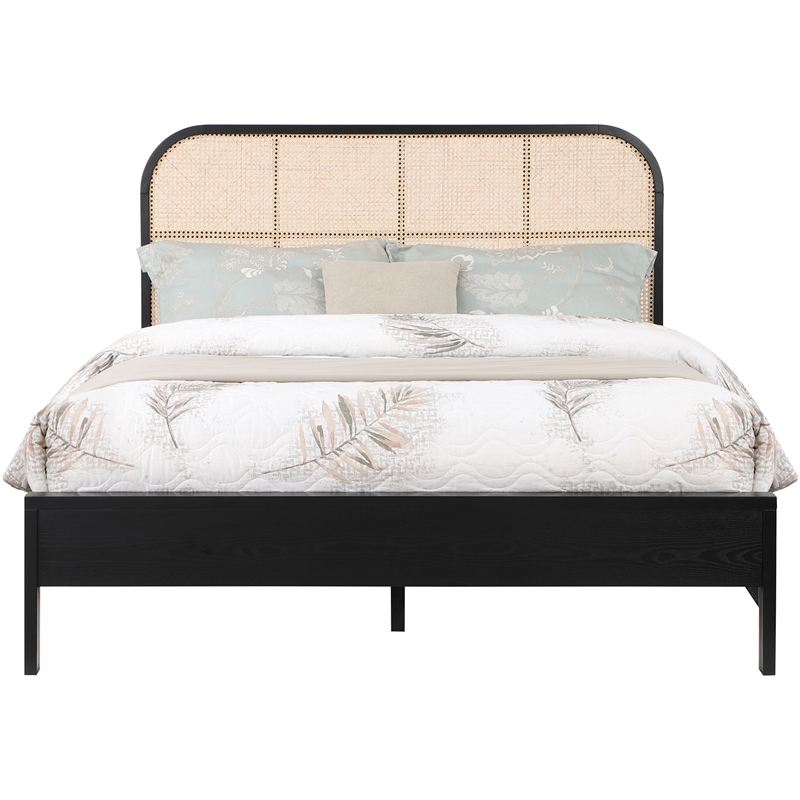 Bowery Hill Modern / Contemporary Solid Ash Wood Black Full Bed
