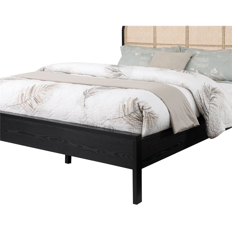 Bowery Hill Modern / Contemporary Solid Ash Wood Black King Bed