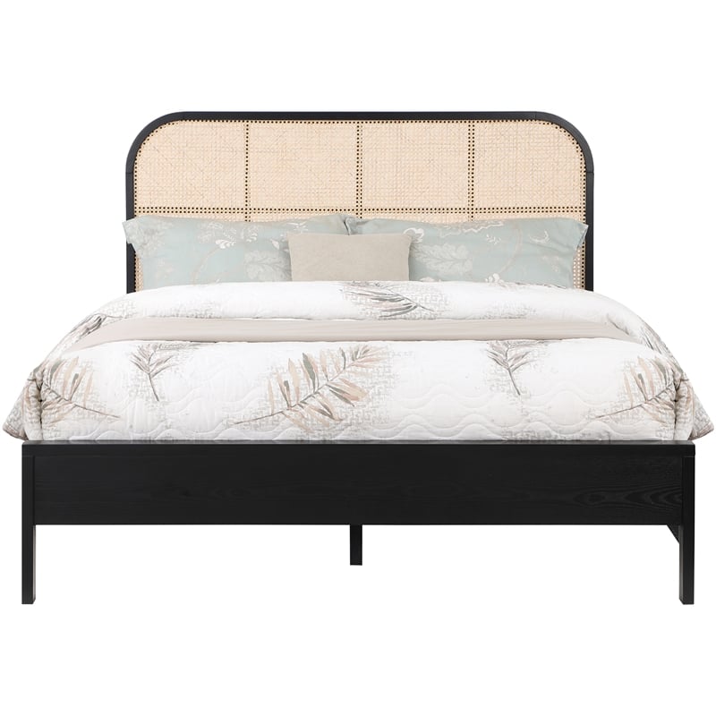 Bowery Hill Modern / Contemporary Solid Ash Wood Black Queen Bed