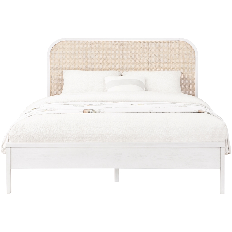 Bowery Hill Modern / Contemporary Solid Ash Wood White Queen Bed