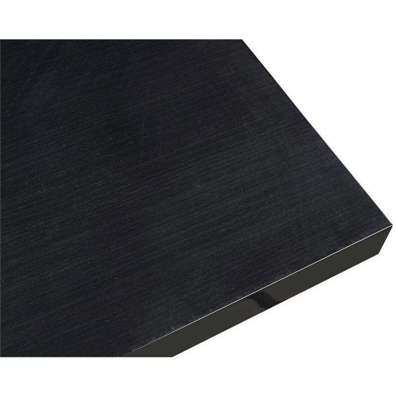 Bowery Hill Brushed Gold Stainless Steel Base Rich Black Dining Table
