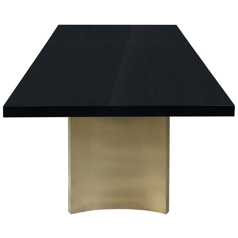 Bowery Hill Brushed Gold Stainless Steel Base Rich Black Dining Table