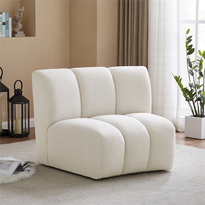 Bowery Hill Contemporary Rich Cream Boucle Fabric Modular Chair