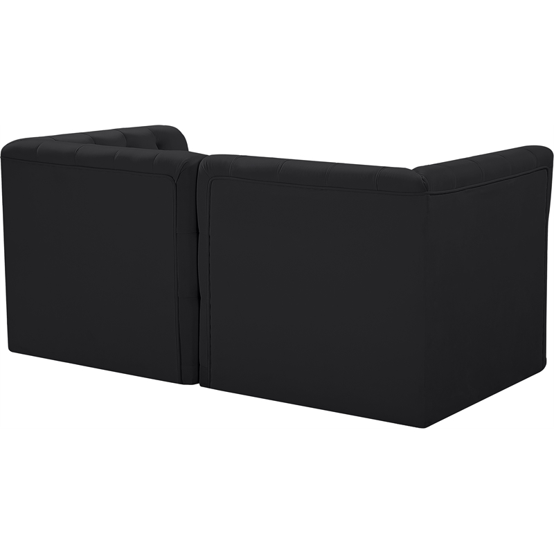 Bowery Hill Contemporary Deep Button Tufted Soft Black Velvet Modular Sofa