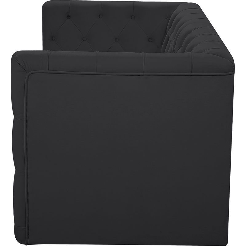 Bowery Hill Contemporary Deep Button Tufted Soft Black Velvet Modular Sofa