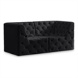 Bowery Hill Contemporary Deep Button Tufted Soft Black Velvet Modular Sofa