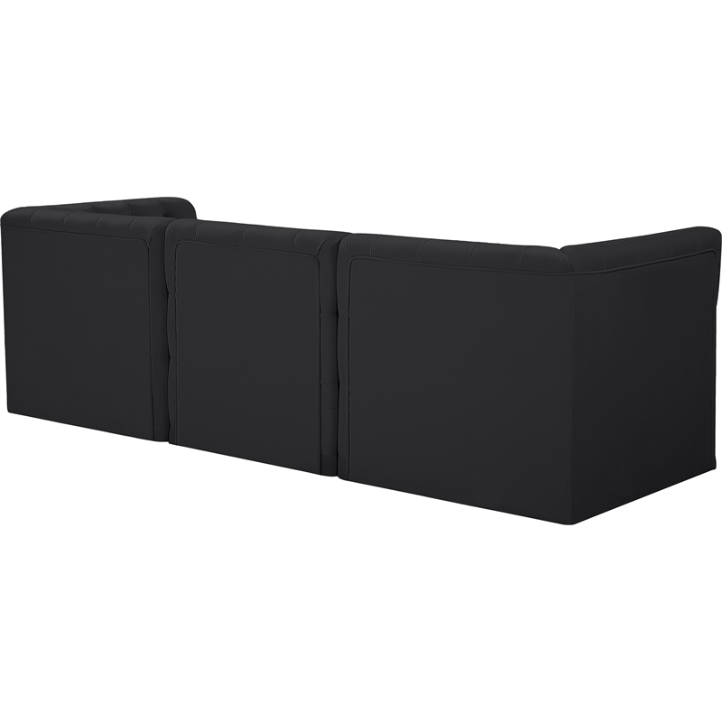 Bowery Hill Contemporary Deep Button Tufted Soft Black Velvet Modular Sofa