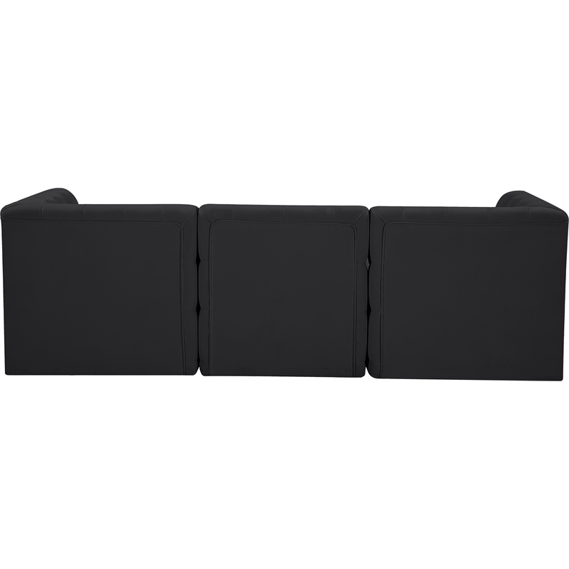 Bowery Hill Contemporary Deep Button Tufted Soft Black Velvet Modular Sofa