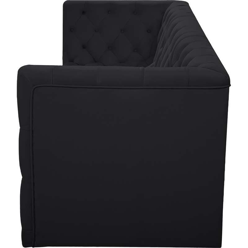 Bowery Hill Contemporary Deep Button Tufted Soft Black Velvet Modular Sofa