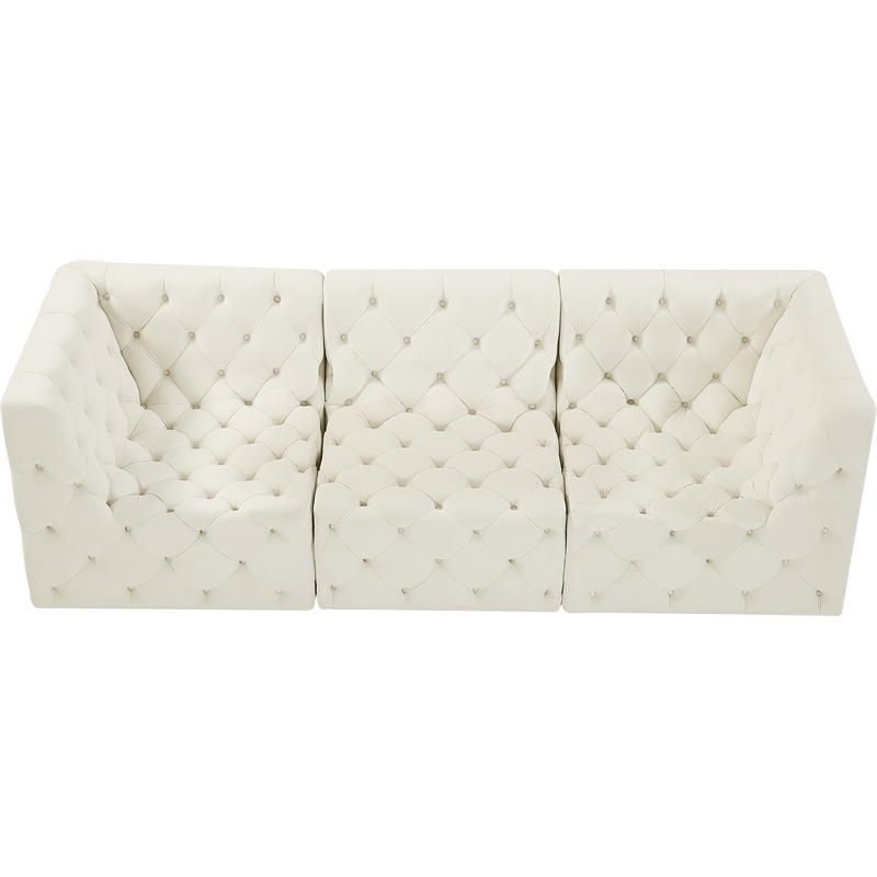 Bowery Hill Contemporary Deep Button Tufted Soft Cream Velvet Modular Sofa