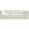 Bowery Hill Contemporary Deep Button Tufted Soft Cream Velvet Modular Sofa