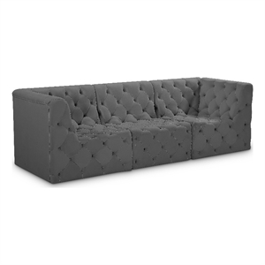 Bowery Hill Contemporary Deep Button Tufted Soft Grey Velvet Modular Sofa