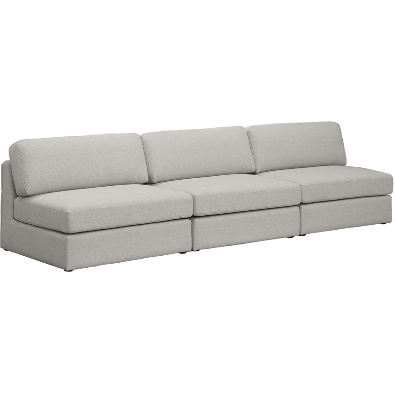 Bowery Hill Upholstered Beige Durable Linen Textured Fabric Modular Sofa