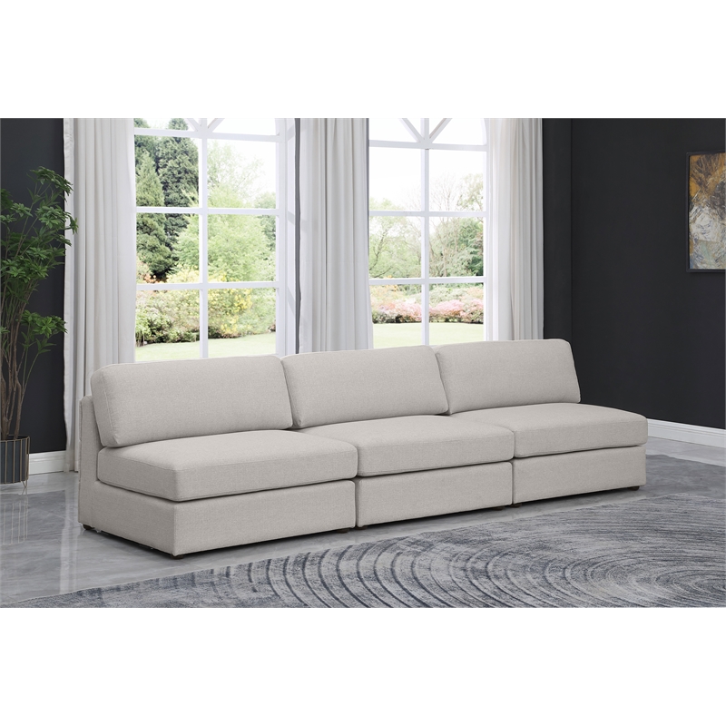 Bowery Hill Upholstered Beige Durable Linen Textured Fabric Modular Sofa