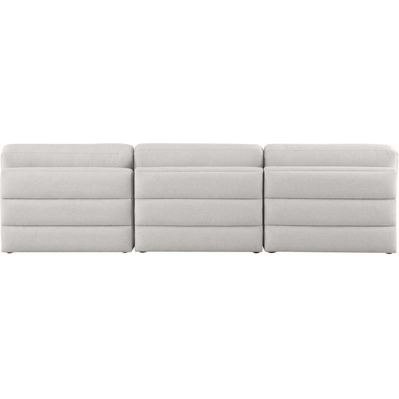 Bowery Hill Upholstered Beige Durable Linen Textured Fabric Modular Sofa