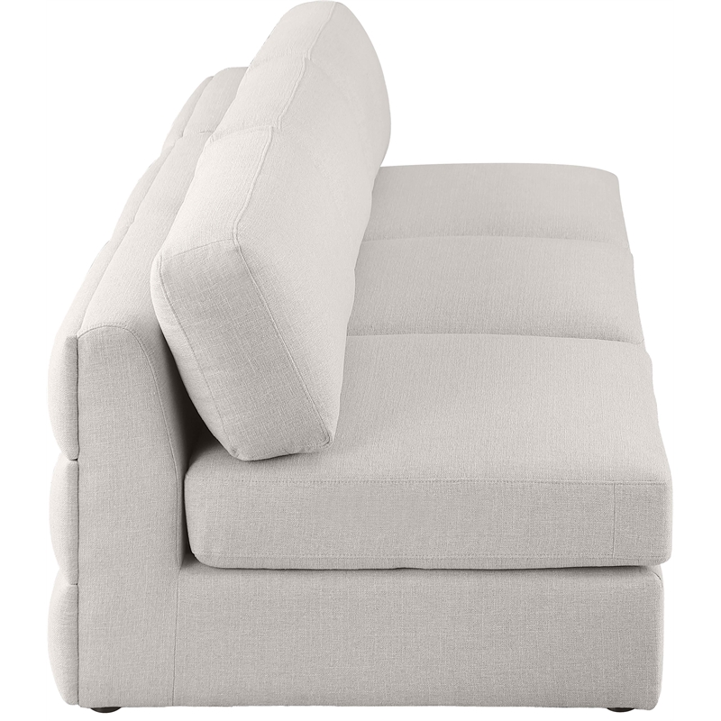 Bowery Hill Upholstered Beige Durable Linen Textured Fabric Modular Sofa