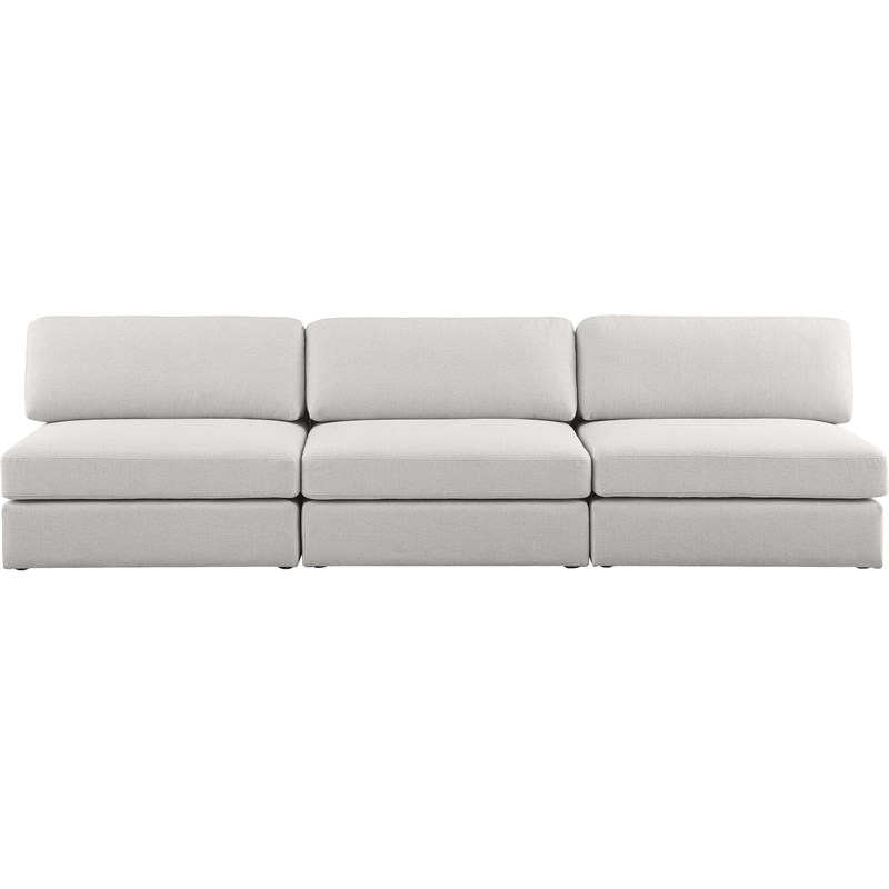 Bowery Hill Upholstered Beige Durable Linen Textured Fabric Modular Sofa