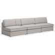 Bowery Hill Upholstered Beige Durable Linen Textured Fabric Modular Sofa